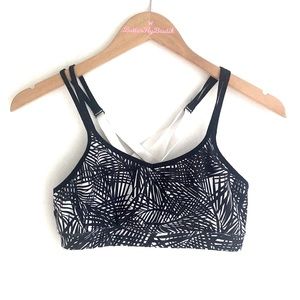(A7) Champion 9 Sports Bra Size Women's Size M, Black White Crossback. Lines